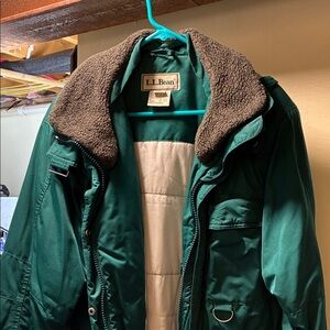 L.L. Bean Forest Green Coat with Plush Collar